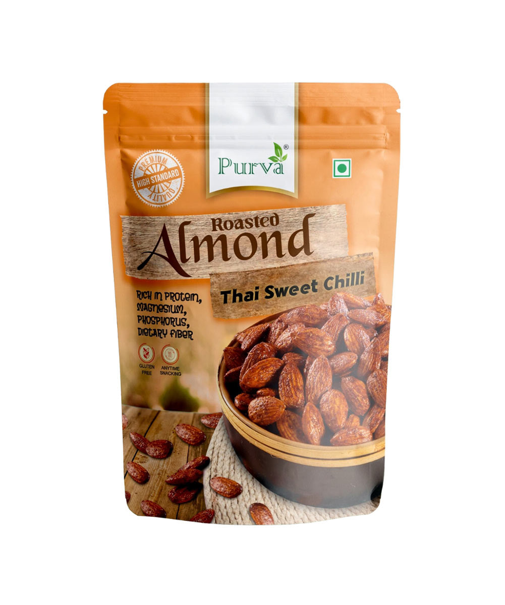 Buy Thai Sweet Chilli Almonds Online 200g Pack Purva Bites